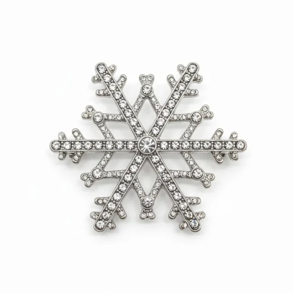 ❄️Sparkling Snowflake Brooch Pin Swarovski® Crystal Silver Overlay FREE Gift!🎁 - Picture 5 of 7